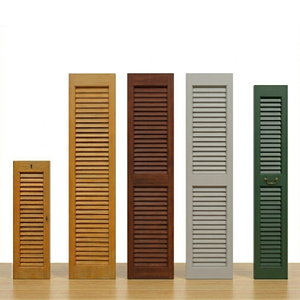 Natural Wooden Louvered <b>Doors</b> with <b>Rustic</b> Farmhouse Style and Smooth Finished Surface for Interior Home Decoration - Product Image 1