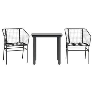 Conjunto de Comedor de Jardín de 3 Piezas en Ratán Sintético Negro con Vidrio, Colección Elegante para Jardín - Product Image 2