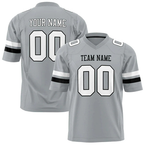 Maillot de football américain personnalisable pour homme, gris, en mesh, col en V, manches courtes, sublimé, anti-humidité, nom de l'équipe 00 - Product Image 6