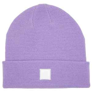Purple Knit Beanie <b>Hat</b> for Adults Unisex Casual Winter Warm Cap Solid Color 100% Acrylic Folded Cuff Design - Product Image 2