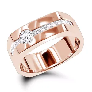 Bague pour homme EtherStar 0,55 carat en diamant de laboratoire, or massif, taille brillant rond, alliance de mariage à sertissage en canal, couleur E blanche, 18 carats, classique - Product Image 1