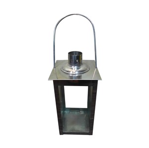 Lanterne à bougie en métal argenté avec panneau en verre mosaïque, dôme gravé, poignée et cadre en fer, décoration de centre de table - Product Image 4
