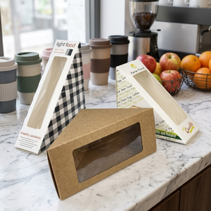 Custom Kraft Sandwich Packaging <b>Box</b> with Window | Eco Friendly Disposable Food Paper <b>Box</b> for Bakery Takeaway Packaging Supplier - Product Image 4