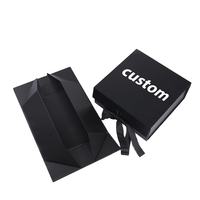 Boîte cadeau rigide carrée noire personnalisée EcoRev, ruban en satin, logo imprimé UV, emballage haut de gamme, matériaux recyclés biodégradables