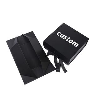 EcoRev Custom <b>Black</b> Square Rigid <b>Gift</b> <b>Box</b> Satin Ribbon UV Printed Logo High-End Packaging Biodegradable Recycled Materials - Product Image 4