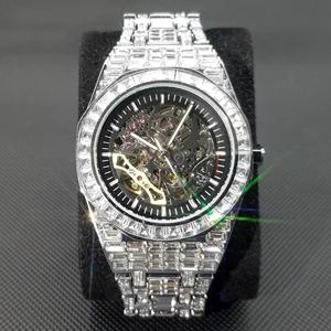 Haute qualité laboratoire cultivé automatique mécanique incolore diamant montre Hip Hop Style acier inoxydable/or blanc 20mm largeur DEF nouveau - Product Image 3