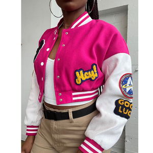 Chaqueta Varsity Personalizada con Parches para Mujer, Diseño All Star Fearless, Estilo Urbano, Logotipo OEM Disponible - Product Image 2
