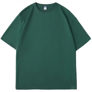 Oversized Men's Black <b>Polyester</b> Front <b>T</b>-<b>Shirt</b> Short Sleeve O-Neck Casual Jersey Plain Dyed Fit Regular Drop Shoulder Anti-Shrink - Product Image 4