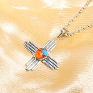 Pendentif en cuivre et turquoise en forme d'huître épineuse, en argent sterling 925, pierre précieuse naturelle, bijou artisanal en argent, cadeau pour l'amour - Product Image 3