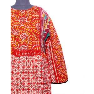 Robe trapèze vintage 100 % coton imprimé floral Kantha, chic au quotidien, pour tenue décontractée et femme de bureau confiante, écologique et durable - Product Image 3