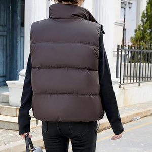 Chaleco Acolchado Deportivo Blanco para Mujer, Transpirable, con Cuello Alto y Cierre de Cremallera, Relleno 100% Poliéster, Ropa de Abrigo para Otoño - Product Image 3