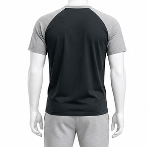 Two Tone Contrast Sleeve High Quality 100% Cotton Custom <b>Design</b> Breathable Quick-Dry Workout Top With Custom Logo - Product Image 6