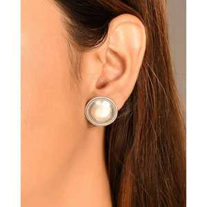 Meera Jaipur Fine <b>Stud</b> Earrings Elegant <b>Silver</b> Design for Women - Product Image 3