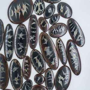 Venta al por mayor de lotes de cabujones de piedra preciosa septaria negra de alta calidad, hechos a mano, piedras preciosas sueltas de septaria negra - Product Image 1