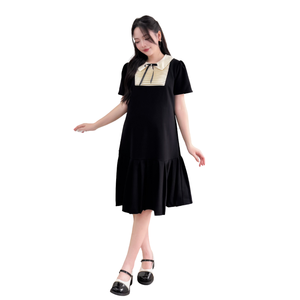 Robe de bureau plissée V853 pour femmes enceintes, design minimaliste respirant, haute élasticité, bonne absorption, vêtements de maternité - Product Image 1