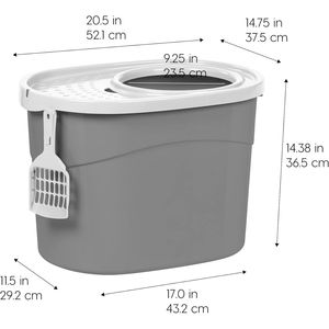 Top Entry Large <b>Cat</b> Litter <b>Box</b> with Litter Catching Lid Scoop Dog-Proof Gray/White Color Premium <b>Cat</b> Litter <b>Box</b> & Accessories - Product Image 1