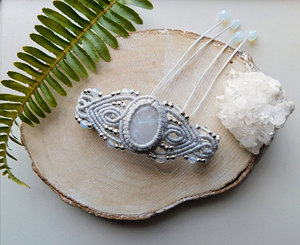 Boho <b>Beaded</b> <b>Bracelet</b> With Quartz Stone Alloy Cuff Unisex Gift Jewelry - Product Image 4