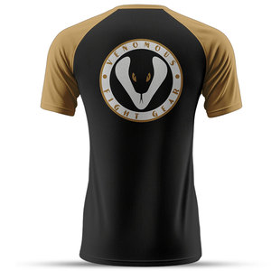T-shirt en toile à col en V et manches raglan Venomous, 100% coton 220g, imprimé logo serpent noir, séchage rapide, coupe sportive, homme femme, taille standard - Product Image 4