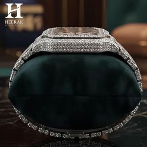 Reloj de pulsera de lujo para hombre, personalizado, al por mayor, con diamantes incrustados, bisel con corte baguette, esfera romana, cuadrado, de acero inoxidable - Product Image 2