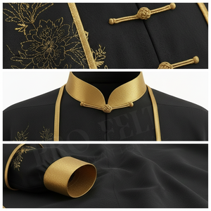 Men's Custom Black & Gold Kung Fu Tai Chi Uniform Mesh Polyester Traditional Martial Arts Training Lightweight Karate Uniform - Product Image 4