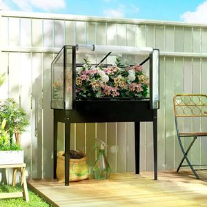 Grande Serra da Giardino Moderna Pop-up in Acciaio Zincato con Telaio in Legno/Acciaio e Materiale in PVC/Vetro per la Crescita delle Piante all'Aperto - Product Image 1