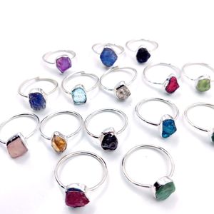 Bague de guérison réglable, réglage de la lunette, pierre de cristal brut naturel, bagues en argent Sterling, bijoux de mode - Product Image 1