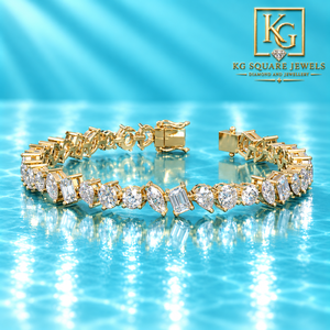 Pulsera de tenis clásica Radiant para mujer, de oro de 14K con diamantes mixtos, claridad E VVS, corte excelente, piedras cultivadas en laboratorio con corte brillante - Product Image 1