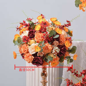 Décoration de table pour événement de mariage d'automne, grand centre de table, fleur rouge orange, grande boule de fleurs artificielles |   Horti Club - Product Image 2