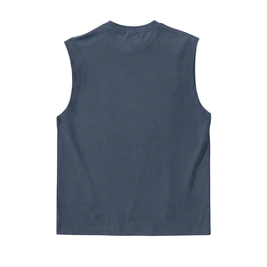 Camiseta sin Mangas Azul, 100% Algodón, Transpirable, Tejido Elástico, Chaleco Informal para Gimnasio y Actividades al Aire Libre, Cuello Redondo, para Hombre, Verano - Product Image 2