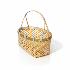 Cesta de Mimbre con Asa de Bambú, Diseño Artesanal, Cesta de Almacenamiento Marrón Natural para Exportación al por Mayor - Product Image 4