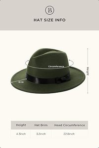 Olive Green Wool Fedora Hat with Black Ribbon Band Wide Brim Unisex Classic Style for Casual Wear Four Seasons - Product Image 6