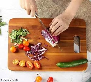 Rectangle <b>Wooden</b> Chopping Board With Handle 1.5cm Thick Single <b>Piece</b> Kitchen Cutting Block - Product Image 4