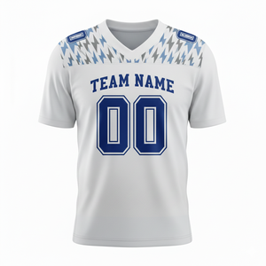 Maillot de football américain personnalisé pour adultes, manches courtes, respirant, option grande taille, devant 100% polyester, col en V - Product Image 2