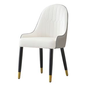 Modern <b>Faux</b> <b>Leather</b> <b>Dining</b> <b>Chairs</b> Set of 2 White and <b>Grey</b> with Metal Legs for Living <b>Dining</b> or Reception Room - Product Image 6