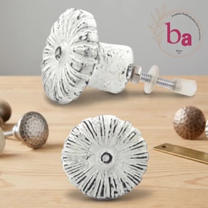 Ba <b>Rustic</b> White Cast Iron Industrial Round Cabinet Knobs & Drawer Pulls for Living Room Kitchen Bedroom <b>Wardrobe</b> Dresser - Product Image 4