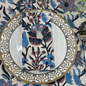 Elegant Floral Printed <b>Tablecloth</b> Cotton Linen Classic Design <b>Washable</b> Home Use Square Shape - Product Image 4