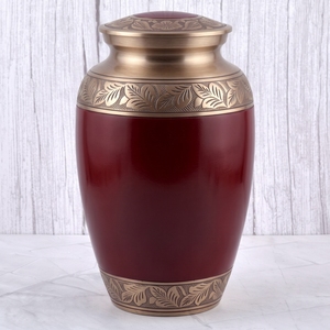 Urna Funeraria de Latón con Banda Floral Rosa y Plateada, Superficie Mate, para Cenizas Humanas, Recuerdo Funerario y Entierro - Product Image 6