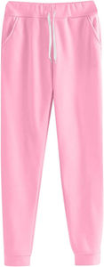 Pantalon de jogging décontracté rose uni pour femme, taille élastique, longueur intégrale, 100 % coton respirant, coupe classique, idéal pour le printemps - Product Image 5