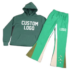 Sweat-shirt à capuche avec logo personnalisé et pantalon de jogging assorti, ensemble de survêtement en molleton uni, coupe classique, vêtements d'automne unisexes - Product Image 4