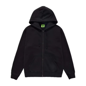 Sweat-shirt à capuche zippé noir pour homme, coupe classique, en coton French Terry, décontracté, pour l'automne, avec poche avant - Product Image 1