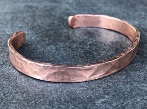 Adjustable Hammered Texture <b>Copper</b> Cuff Minimalist Artisan <b>Copper</b> Bangle Jewelry for Sale - Product Image 5