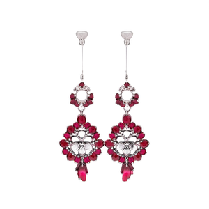 Pendientes de Plata de Ley 925 Hechos a Mano con Racimo de Piedras Preciosas Herencia, con Rubí, Joyería de Moda al por Mayor de Jaipur, India - Product Image 3