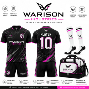 Custom Black Orange Soccer Jersey Set Sublimated Football Team Uniform Kit with Shorts Socks Sports Bag Set - Product Image 3