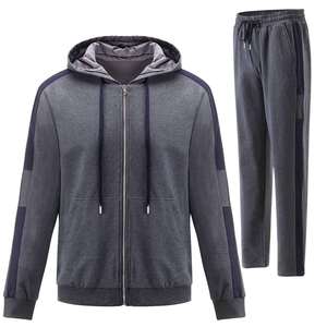 Ensemble de survêtement homme personnalisé avec logo, fermeture éclair, coupe classique, léger, en coton écologique, séchage rapide, respirant, style Hip Hop - Product Image 1