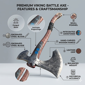 MS Enterprises Viking Industrial Grade High Carbon Steel Flat Backed Double Blade Splitting <b>Axe</b> <b>Axe</b> Head Handmade Etched Rose - Product Image 3