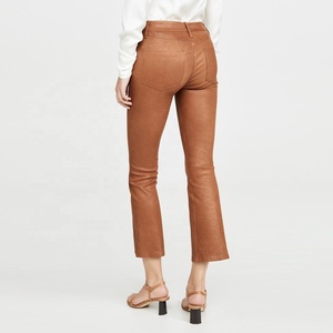 Pantalon décontracté en similicuir PU imperméable, coupe crayon, respirant, coupe-vent, pour femme, couleur unie, nouveau style, idéal pour l'hiver, prix de gros - Product Image 4
