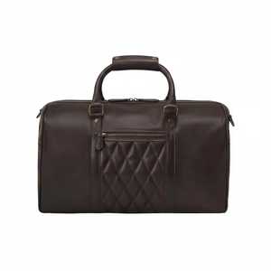 Sac de voyage week-end en cuir marron foncé de qualité supérieure, grande capacité, léger, avec fermeture éclair, 15 pouces, pour homme - Product Image 1