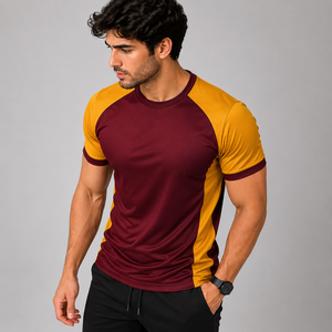 T-shirt de sport pour homme 100% polyester, t-shirt de fitness pour homme, t-shirt ajusté pour homme, t-shirt de course à col rond pour homme - Product Image 1