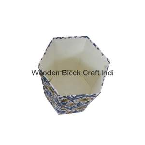 Funda para bote de basura con estampado a mano en tela 100% algodón, diseño enrollable decorativo para el hogar, para un interior elegante. - Product Image 6