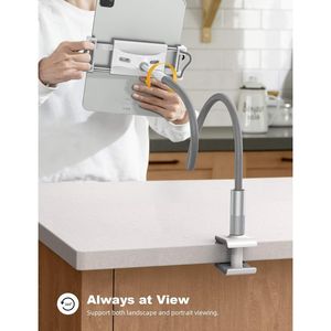Flexible Gooseneck <b>Tablet</b> Holder <b>Stand</b> iPad Mini Pro Air Kindle Switch Compatible Convenient Clip-on <b>Tablet</b> Mount Laptop <b>Stands</b> - Product Image 2